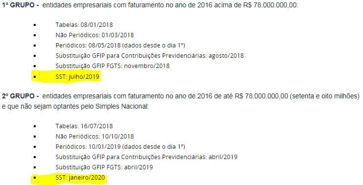 Novas datas no eSocial