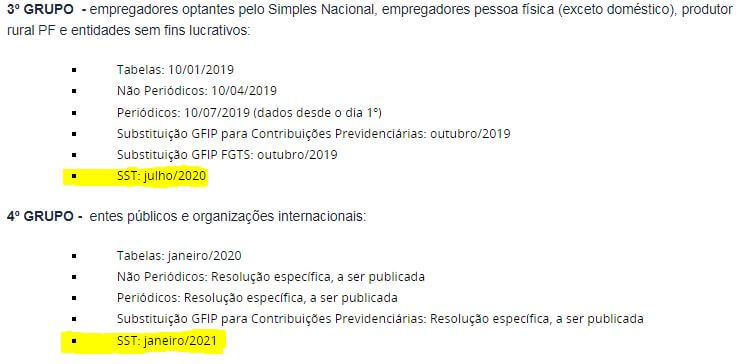 Novas datas no eSocial